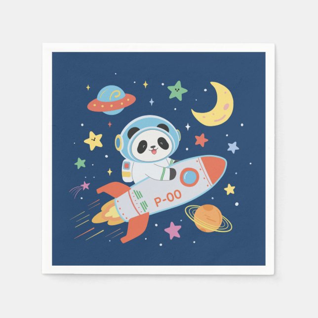 blue-and-orange Astronaut Panda Napkin (Front)
