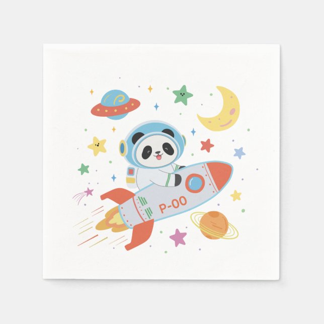 blue-and-orange Astronaut Panda Napkin (Front)