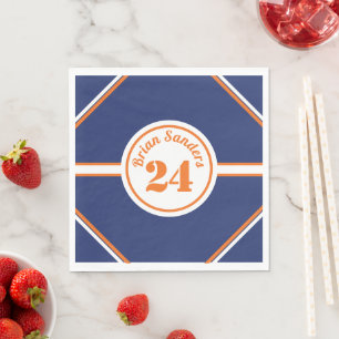 Blue and Orange Baseball Theme Napkin