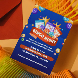 Blue and Orange Bingo Fun Night Invite Fundraiser