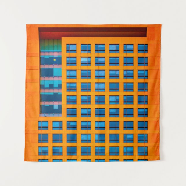 Blue and orange building tapestry (Front)