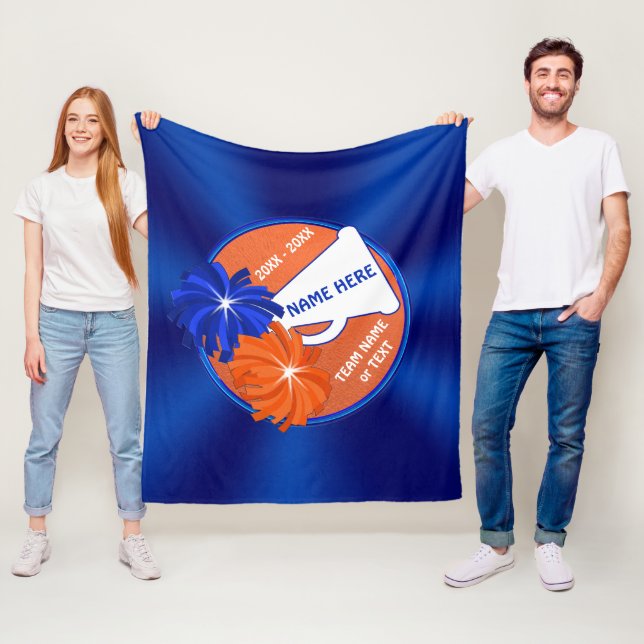 Blue and Orange Cheerleader Throw Blanket (In Situ)