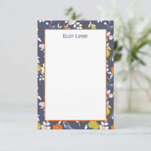 Blue and Orange Chinoiserie Birds Thank You Card
