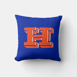 Blue and Orange Collegiate Color Style Monogram Cushion