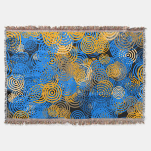 Blue and Orange Concentric Circles Throw Blanket