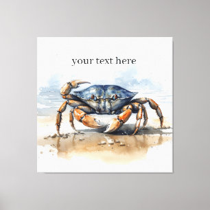 blue and orange crab walking on the beach  canvas print