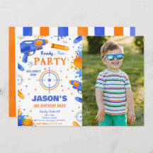 Blue and Orange Dart Gun Birthday Photo