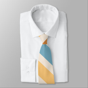 Blue and Orange Diagonal Retro Stripes Groovy Tie