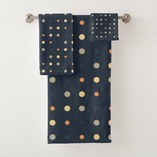 blue and orange Dots  Bath Towel Set (Insitu)