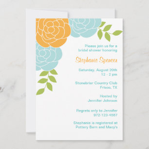 Blue and Orange Floral Invitations