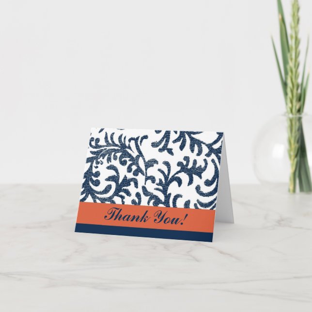 Blue and Orange Floral Thank You Card (Front)
