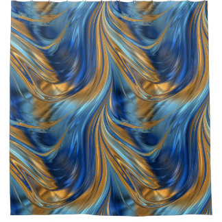 Blue and orange flow shower curtain