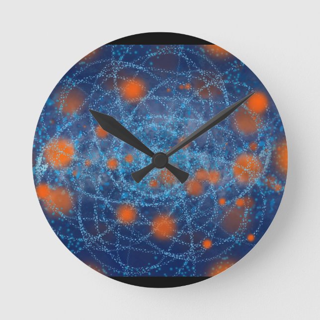 Blue and Orange Galaxy Round Clock (Front)