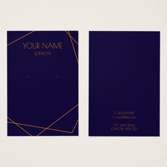 Blue and orange geometric earring (Front & Back)