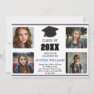 Blue and Orange Graduation Invitation