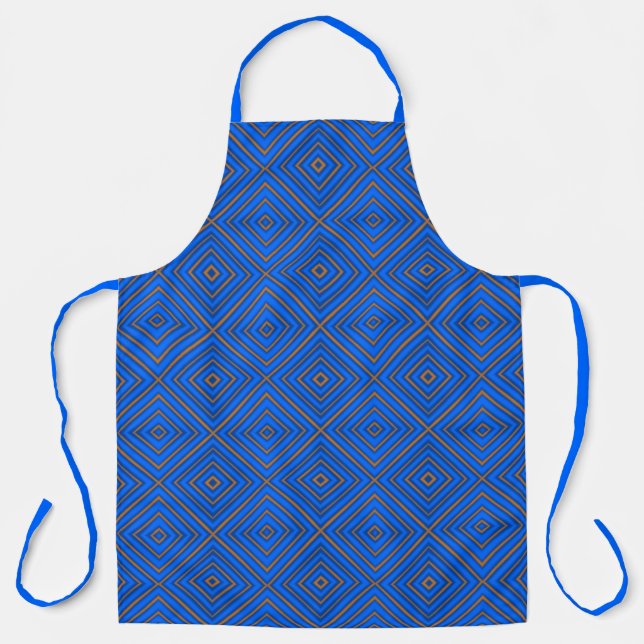 Blue And Orange Hypnotic Diamond Modern Pop Art Apron (Front)
