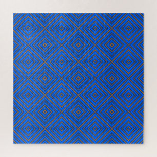 Blue And Orange Hypnotic Diamond Modern Pop Art Jigsaw Puzzle