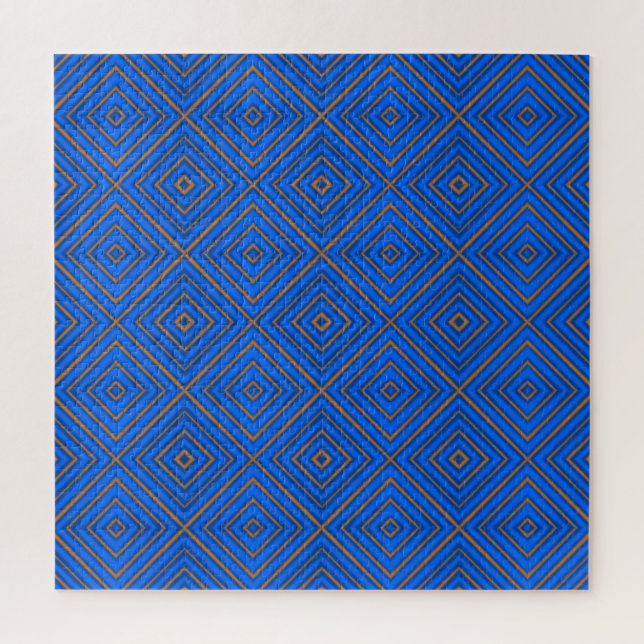 Blue And Orange Hypnotic Diamond Modern Pop Art Jigsaw Puzzle (Vertical)
