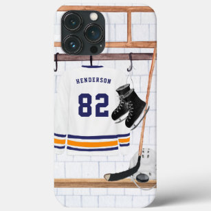 Blue and Orange Ice Hockey   Monogram Jersey Case-Mate iPhone Case