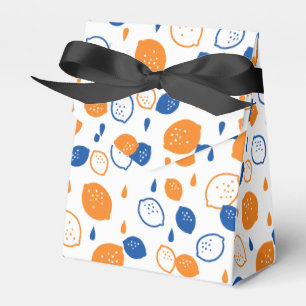 Blue and Orange Lemon Pattern Playful Fruit-Themed Favour Box