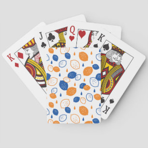 Blue and Orange Lemon Pattern Playful Fruit-Themed Playing Cards