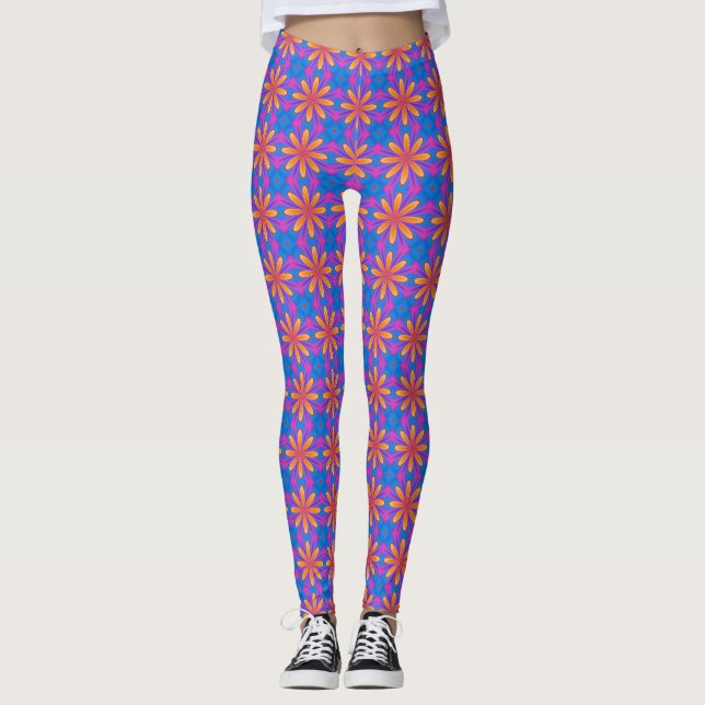 Blue and Orange Mandala Pattern - 8.30.22 Leggings (Front)