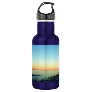 Blue and Orange Mississippi Sunset over Pier 532 Ml Water Bottle