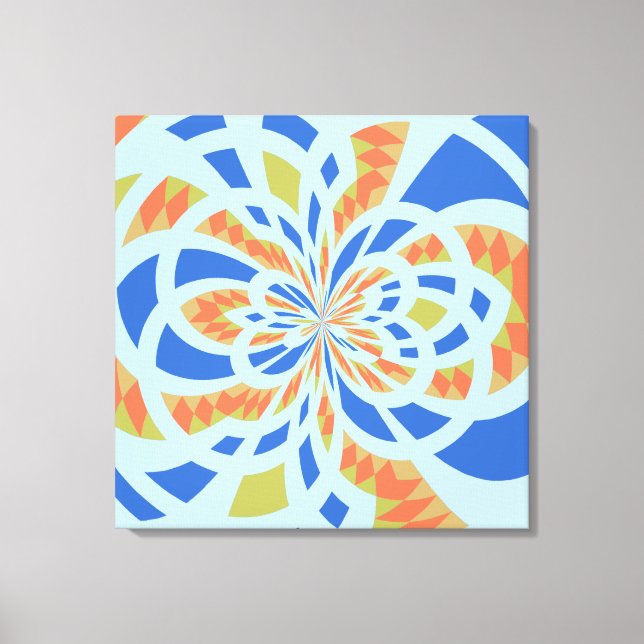 Blue and Orange Mosaic Abstract Art Canvas Print (Front)