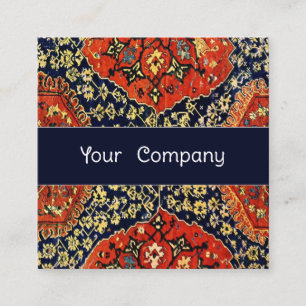 Blue and orange Oriental rug theme  Square Business Card