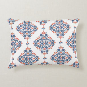 Blue and orange ornamental seamless pattern. Vinta Decorative Cushion