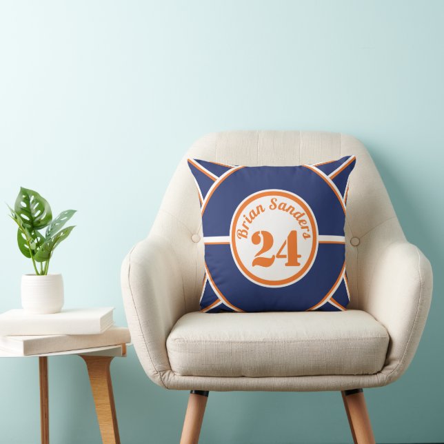 Blue and Orange personalised throw pillow (Chair)