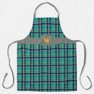 Blue and Orange Plaid All-Over Print Apron