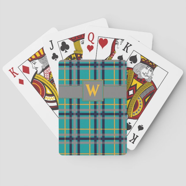 Blue and Orange Plaid Classic Playing Cards (Back)