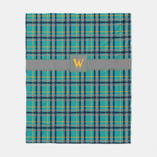 Blue and Orange Plaid Fleece Blanket