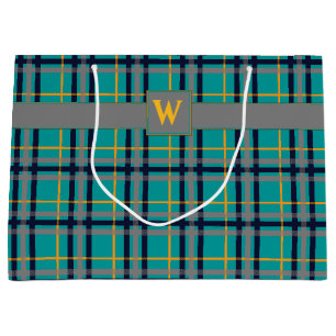 Blue and Orange Plaid Gift Bag