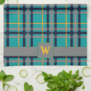 Blue and Orange Plaid Kitchen Towel