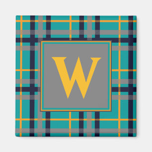 Blue and Orange Plaid Magnet