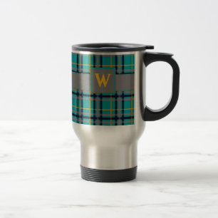 Blue and Orange Plaid Mug
