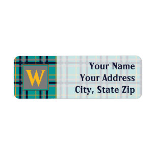 Blue and Orange Plaid Return Address Label