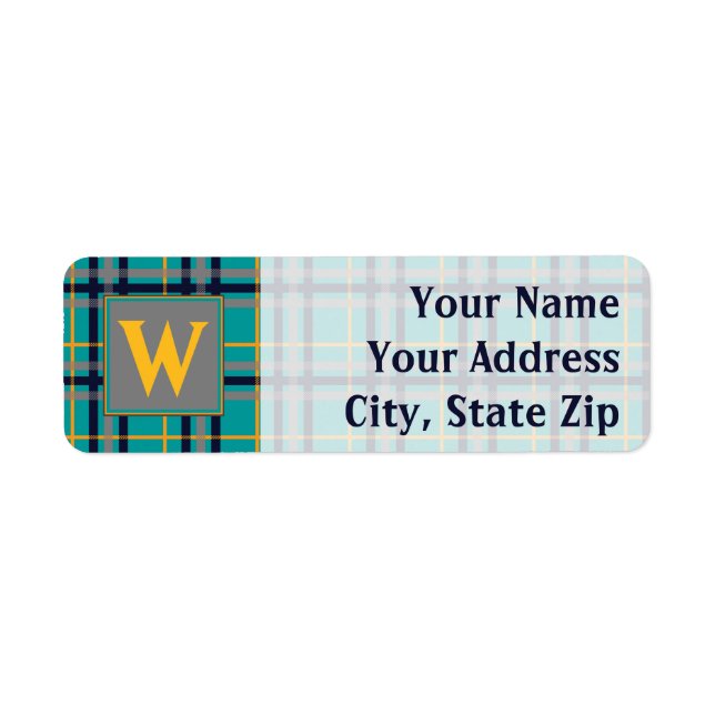 Blue and Orange Plaid Return Address Label (Front)