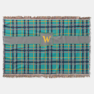 Blue and Orange Plaid Throw Blanket