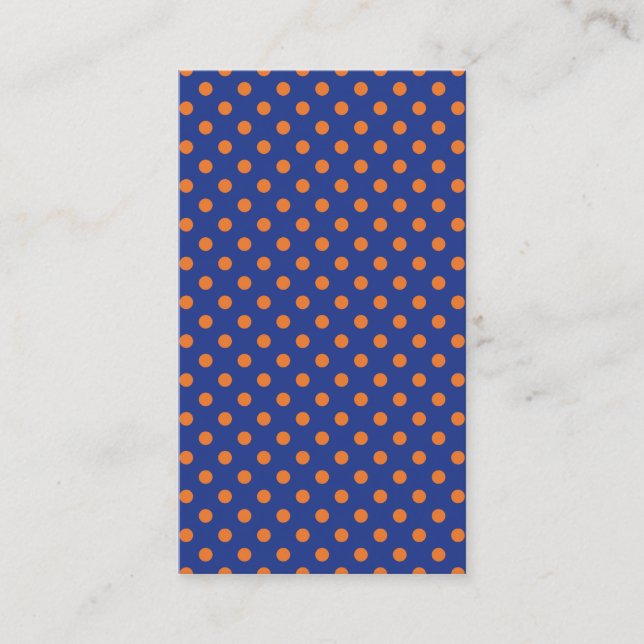 Blue and Orange Polka Dots Business Card (Front)