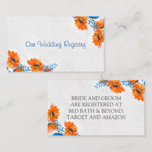 Blue and Orange Poppy Wedding Registry Enclosure Card