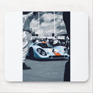 Blue and orange race car mouse mat