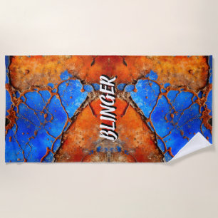 Blue and Orange Rusty Metal Beach Towel