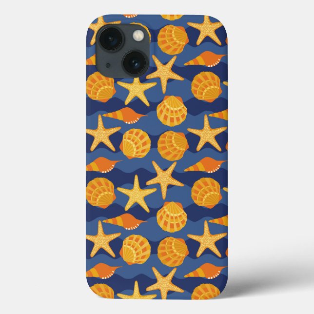 Blue And Orange Seashell Pattern Case-Mate iPhone Case (Back)