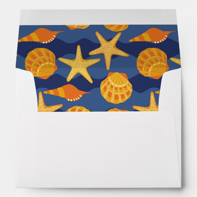 Blue And Orange Seashell Pattern Envelopes (Back (Bottom))