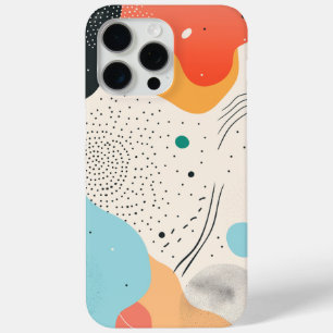 Blue and orange shapes with dot patterns iPhone 15 pro max case