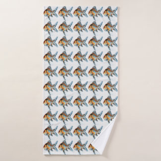 Blue and Orange Shubunkin Goldfish Bath Towel