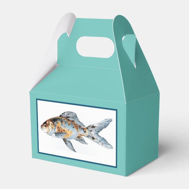 Blue and Orange Shubunkin Goldfish Fine Art  Favour Box (Front Side)
